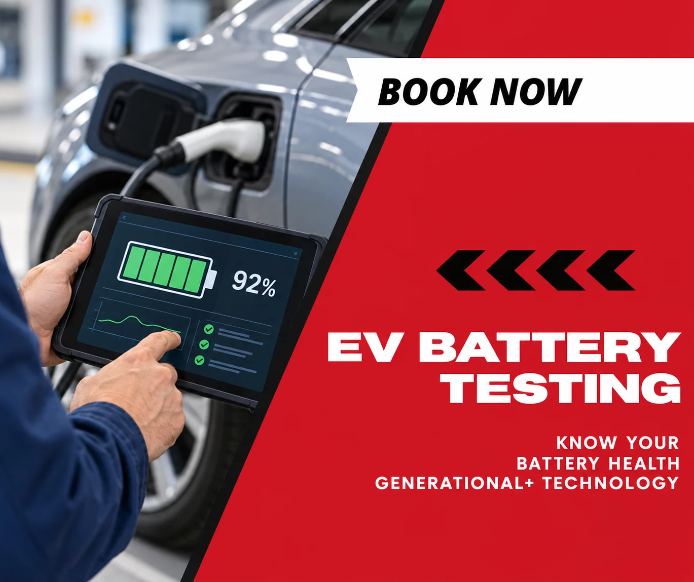 EV battery testing using Generational+ technology - book a mobile battery health check